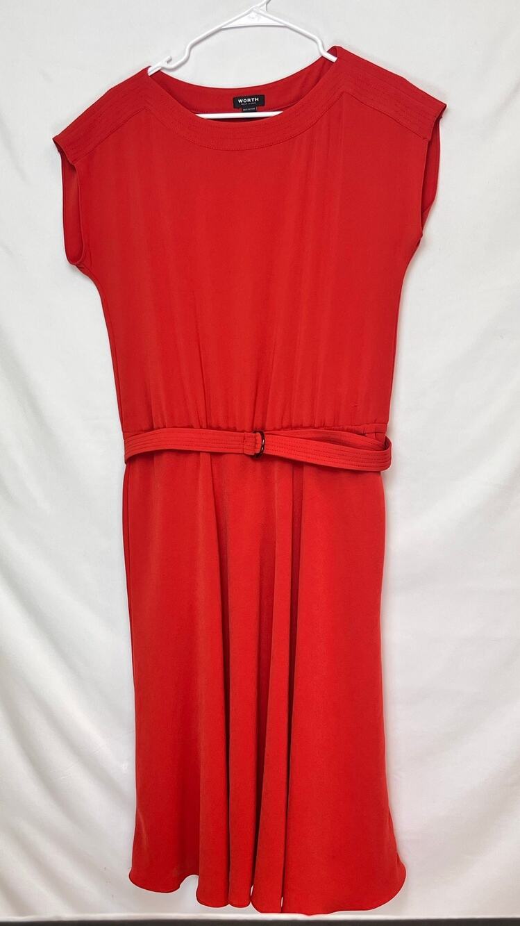 Worth New York Women's Size 6 Red Pull On Sleeveless Belted Dress